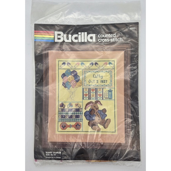 Bucilla Other - Bucilla Counted Cross Stitch Kit 49905 Vintage Bunny Sampler Birth‎ Announcement